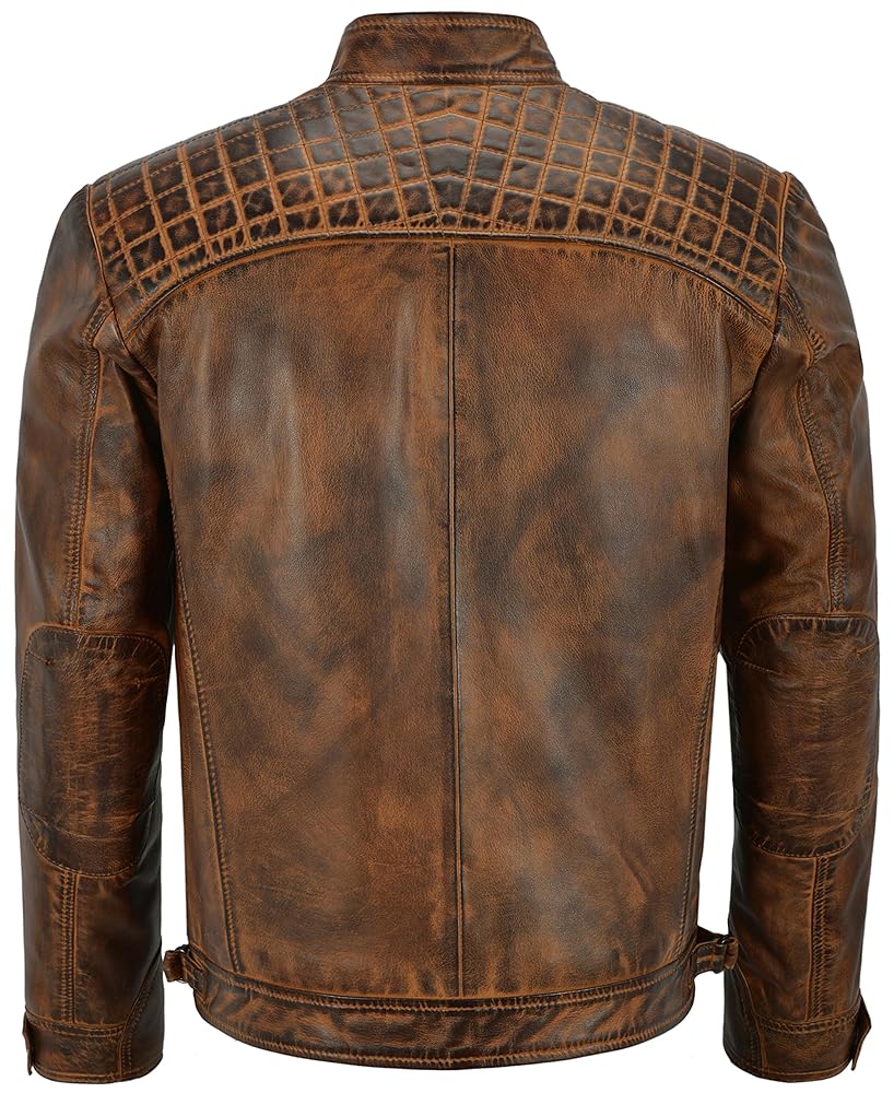 【SPERONE】24SS★ [Real Leather] China Pigment Racer Jacket Washed Leather Jacket - SPERONE | 60% - Asian Fashion Online